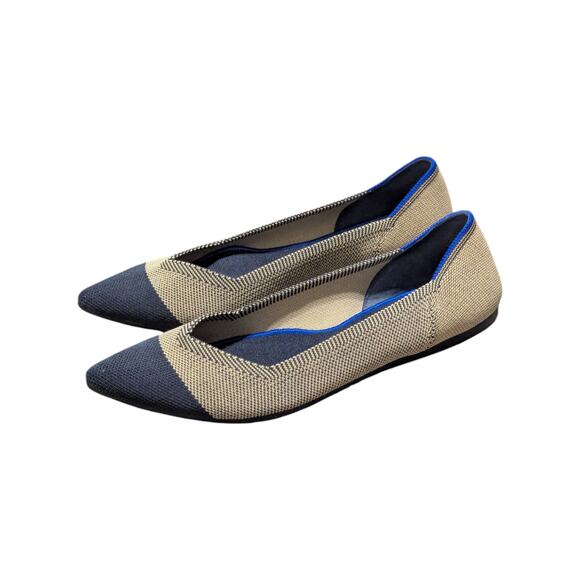 ROTHYS The Point Dune Captoe Flats Retired Womens 8.5 Cap Toe Stretch Shoes Tan - Picture 2 of 7